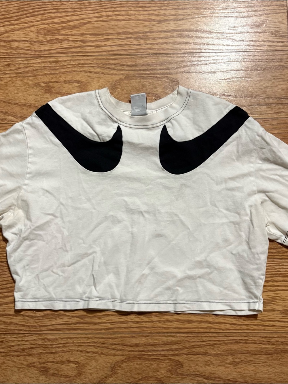 Nike Swoosh White Black Crop Top Women’s Large